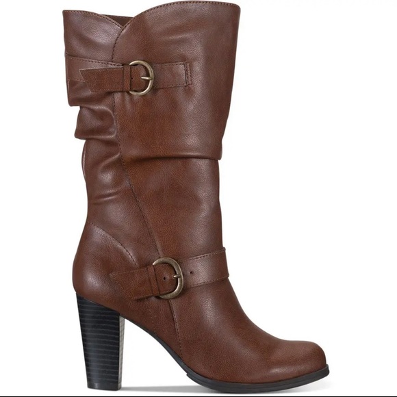 Style & Co Mid Calf Cognac Slouch Heeled boot Wide Calf NEW Size 11M - Picture 3 of 9